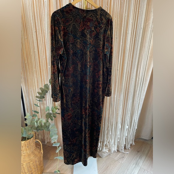 Diamond Tea Vintage Paisley Velvet Robe Housedress - Picture 10 of 11